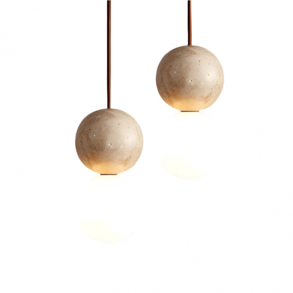 Travertine Stone Cream Retro Minimalist LED Pendant Light D913