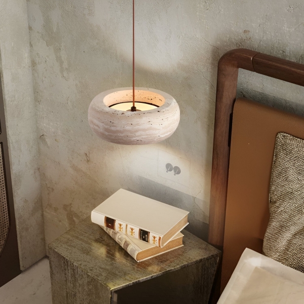 Wabi Sabi Style Travertine Stone Pendant Light D934
