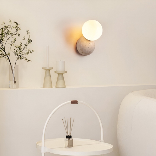 Travertine Round Glass Wall Fixture D939