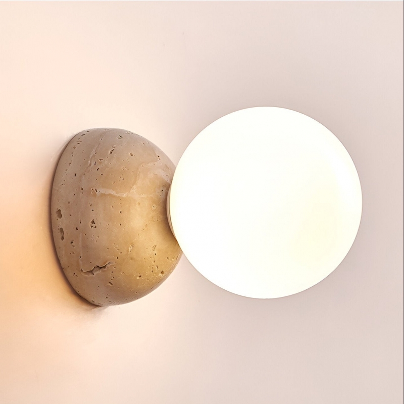 Travertine Round Glass Wall Fixture D939
