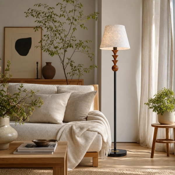 Micahell Modern Floor Lamp - Cascading Shell Shade Standing Lamp for Bedroom A3