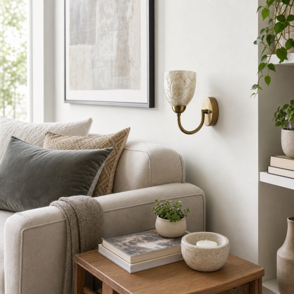 Nacrelith Wall Sconce - Modern Capiz Shell Lamp for Bedroom A43