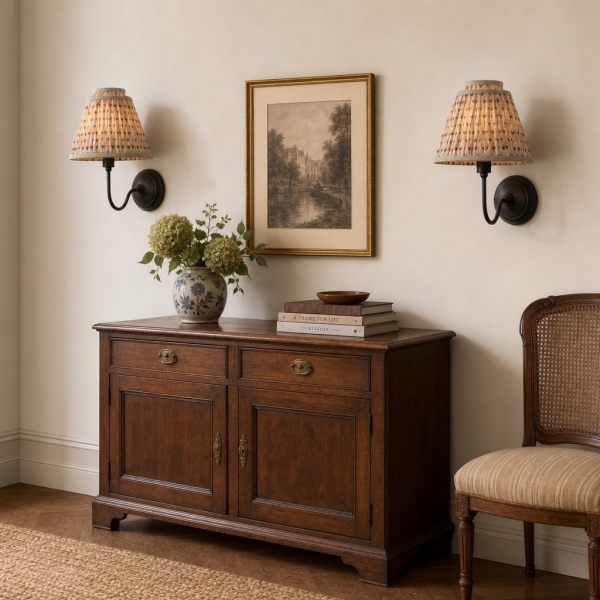 Solmire Contemporary Wall Light - Tailored Fabric Metal Wall Fixture for Bedroom and Hallway A23