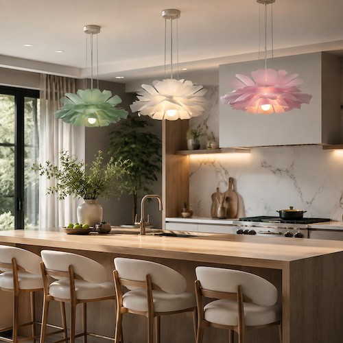 kitchen-island-multiple-floral-pendant-lights&nbsp;