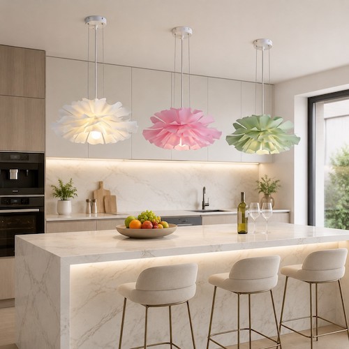 kitchen-island-three-acrylic-pendant-lights