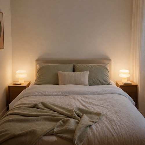 coppia di piccole lampade da comodino per camera da letto