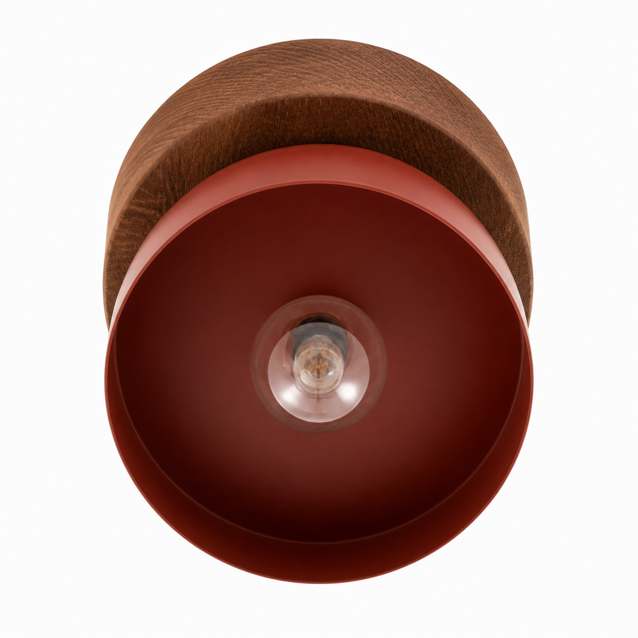 Underside view of bulb opening and compact ceiling structure