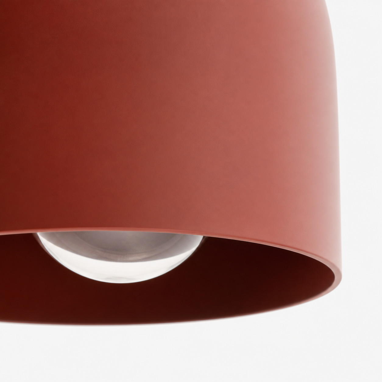 Close view of the metal shade edge and bulb opening