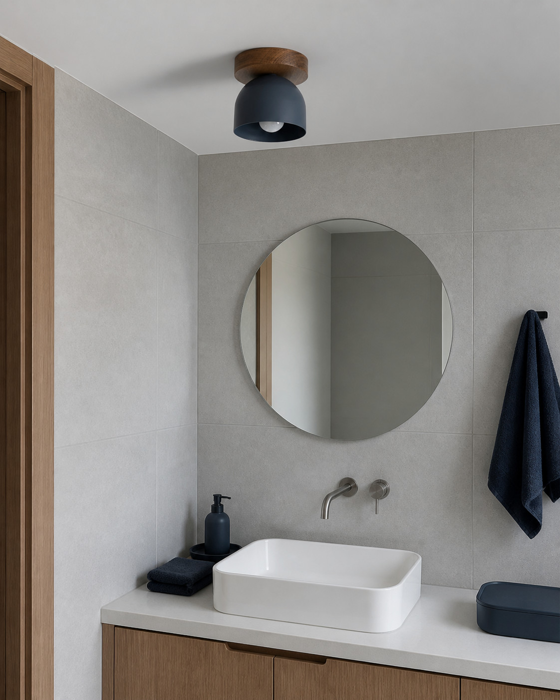 Ceiling light in bathroom
