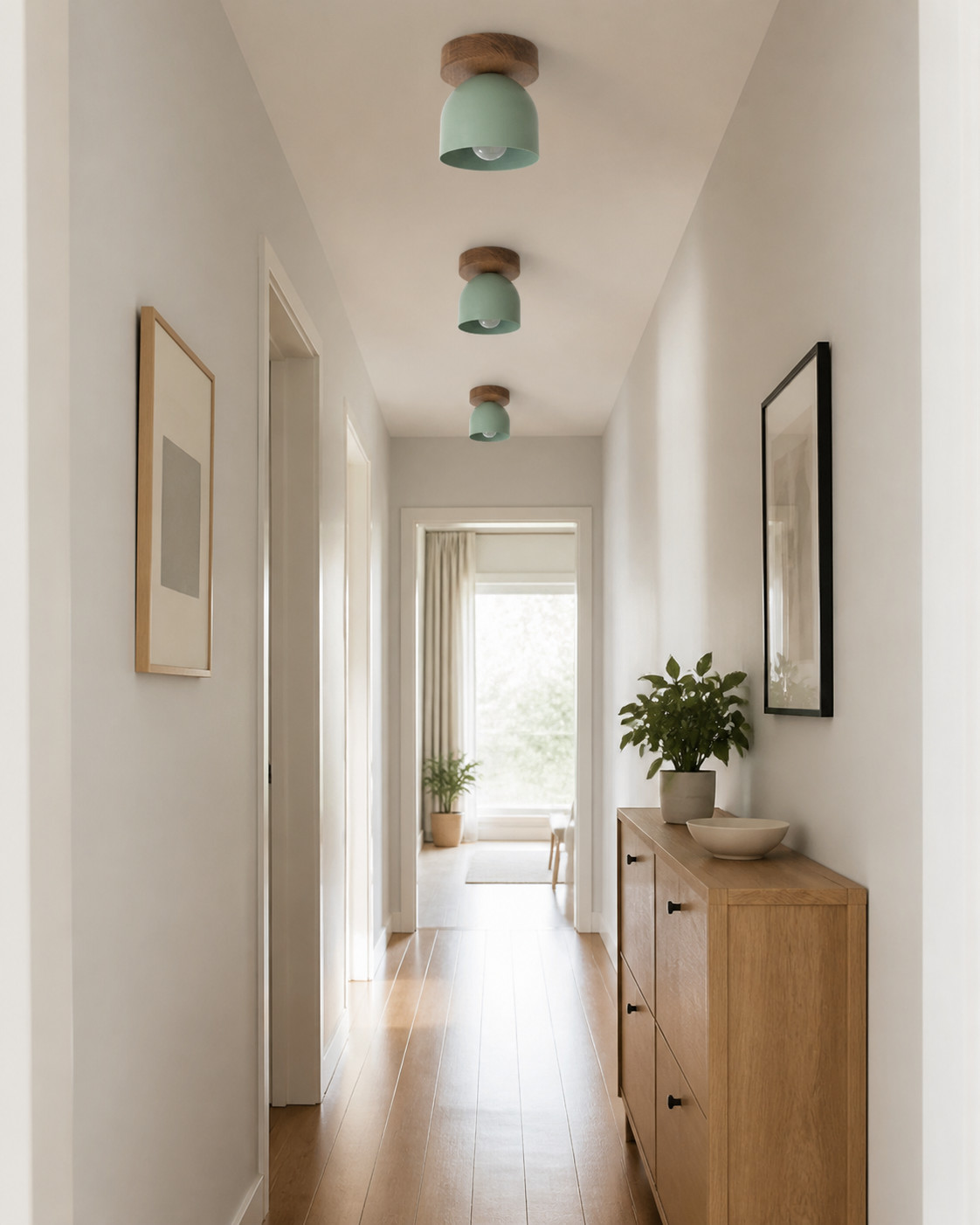 Ceiling lights in hallway