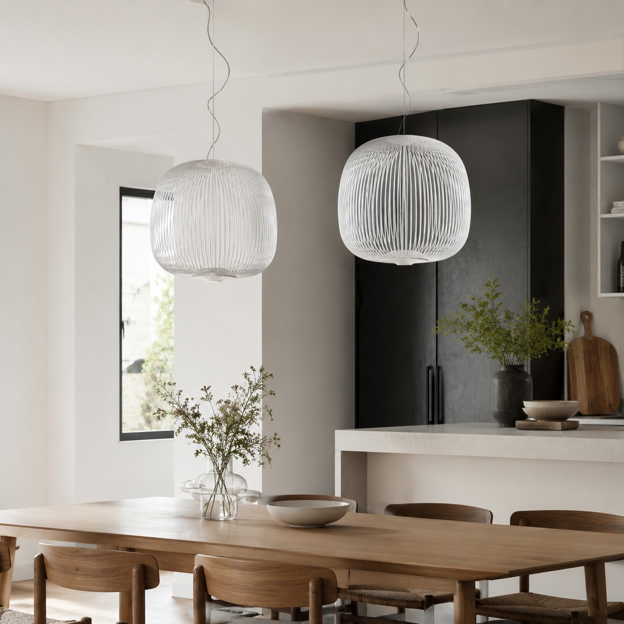 Airy pendant light creating an elegant focal point