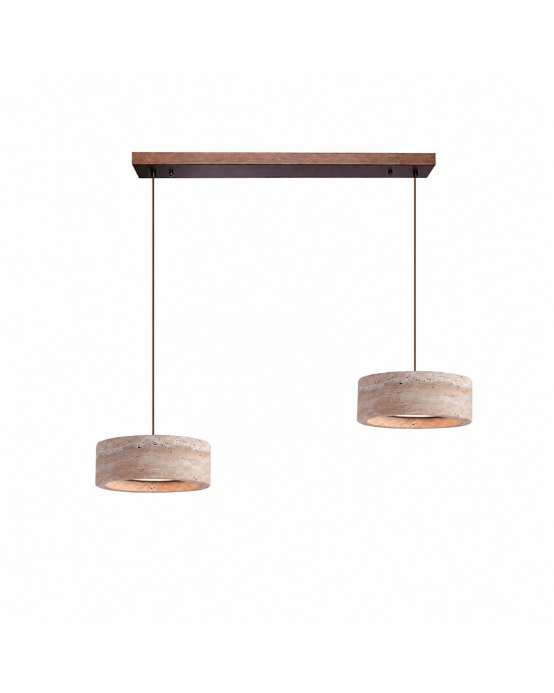 Yellow travertine linear LED pendant light