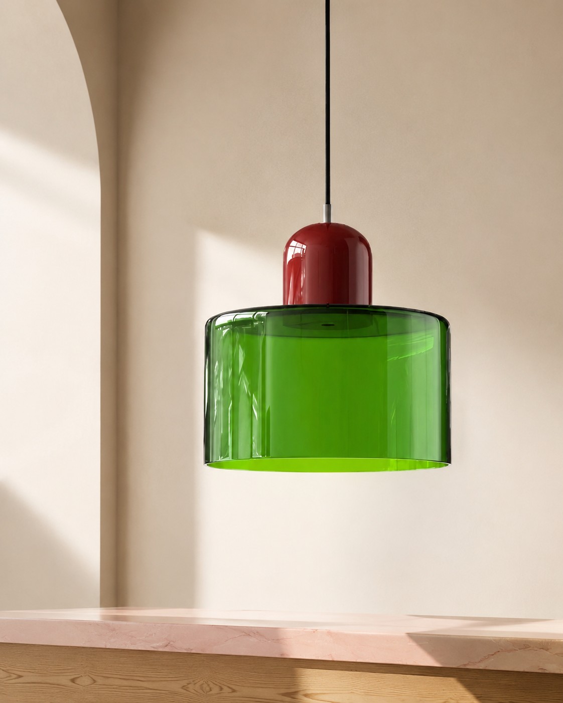 Green and red Morandi Cylinder Glass Pendant