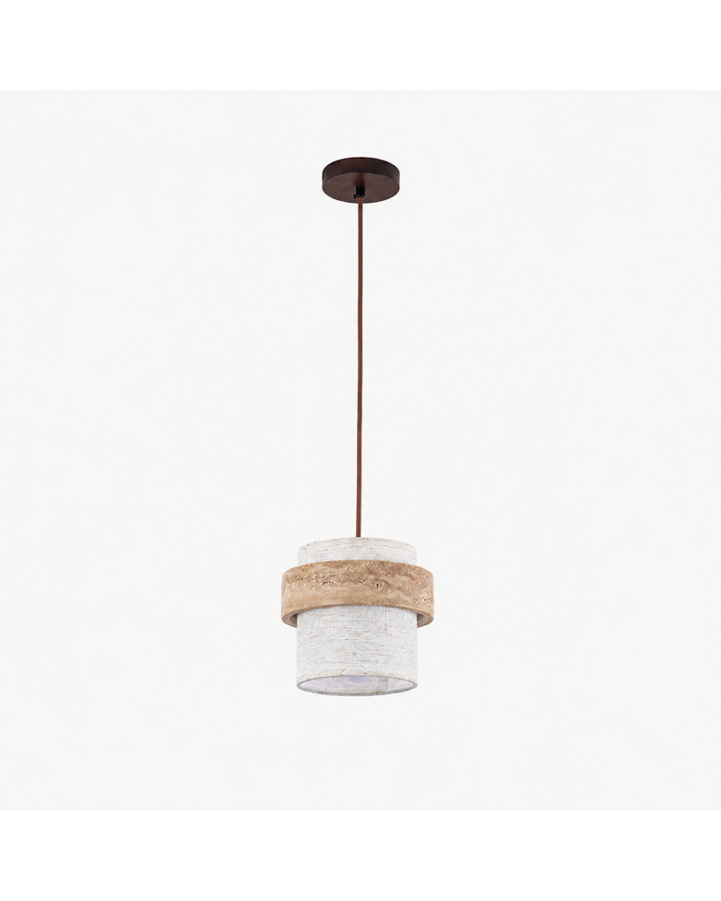 Travertine fabric pendant light with one head