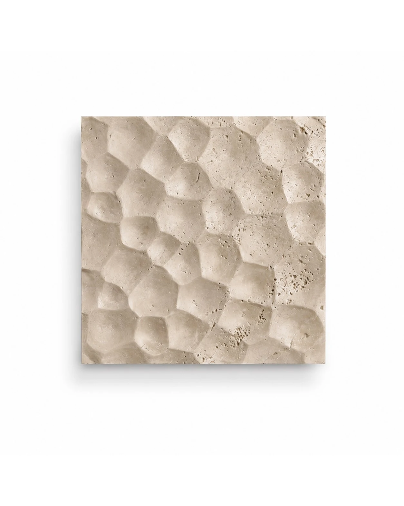 Carved travertine LED wall sconce