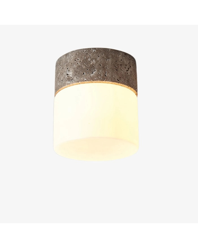 Natural travertine flush mount ceiling light in gray