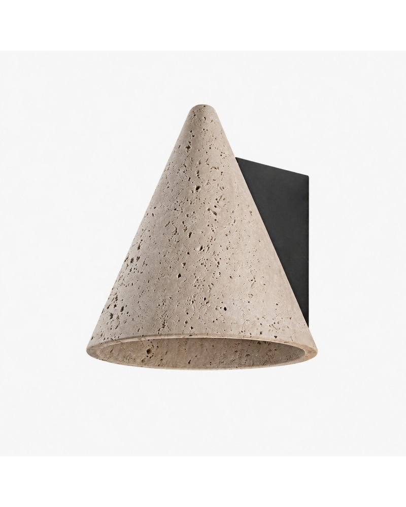 Natural travertine cone wall sconce