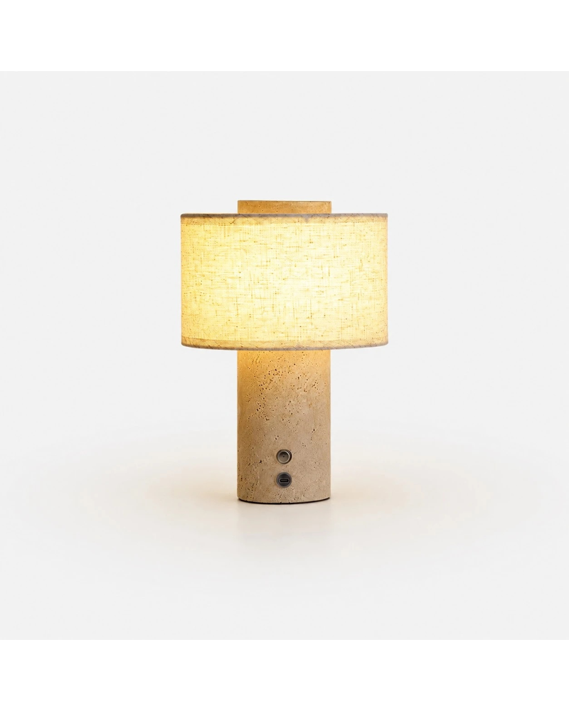 Travertine stone rechargeable touch table lamp