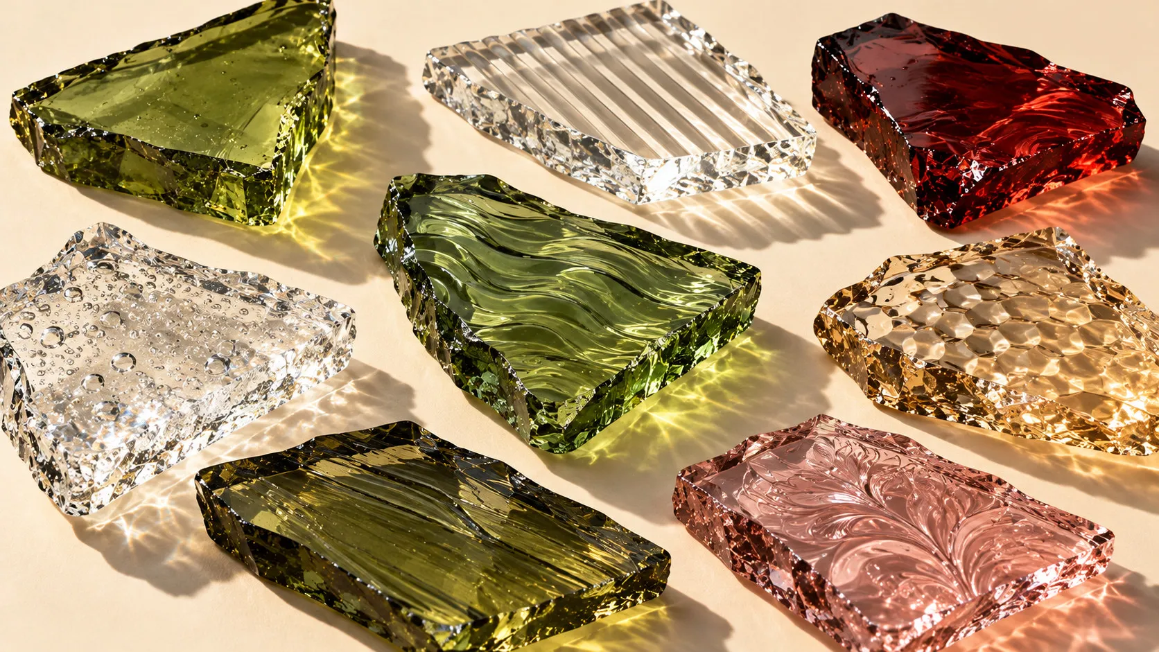 Muestras de cristal de color y con textura