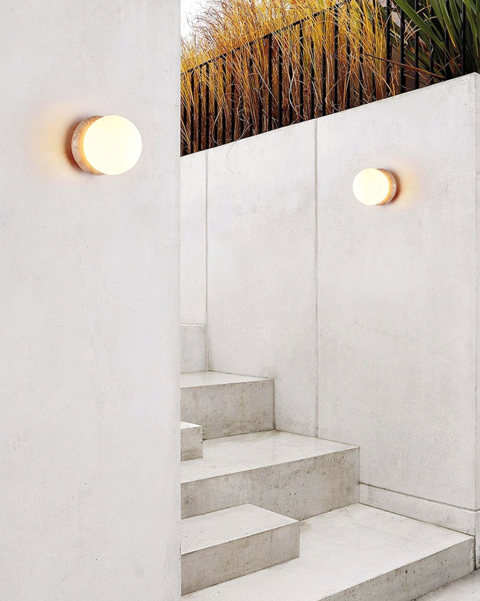 Japanese Style Wabi-Sabi Travertine Spherical Wall Lamp K243