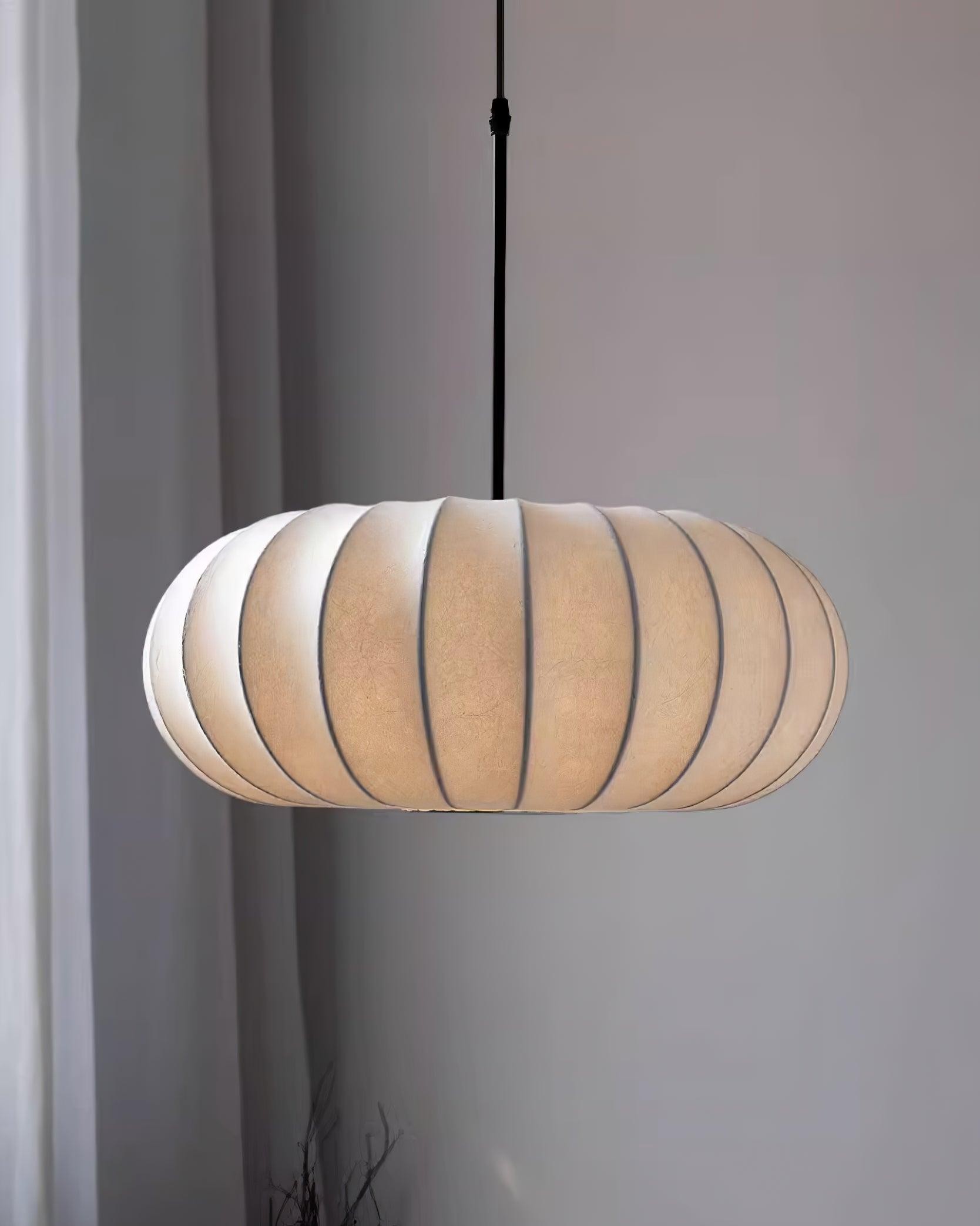 Simple Wabi-sabi White Lantern Fabric Pendant Lamp K744
