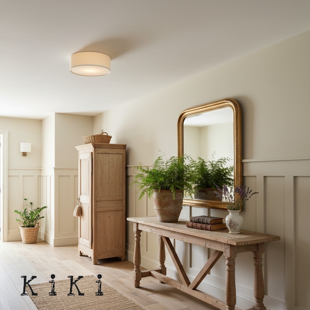 Dumora Elegant Linen Drum Flushmount – Modern Ceiling Light for Every Room K1289