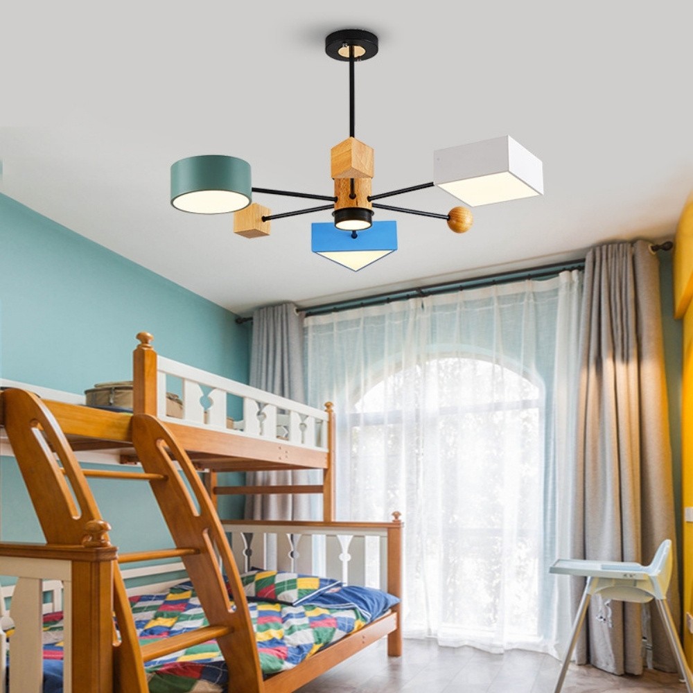 Colorful Wood Blocks 4 Lights Chandelier K937