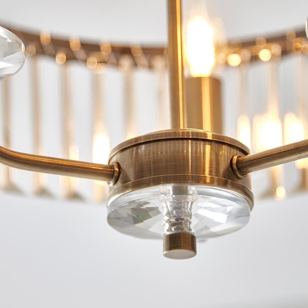 Beveline 3 Light Round Semi Flush - Faceted Cut Glass Shade Metal Finish for Hallways and Bedrooms K1849