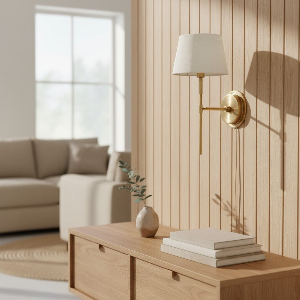 Cremaris Metal Wall Light with Fabric Shade - Timeless Sconce for Interior Lighting K1989