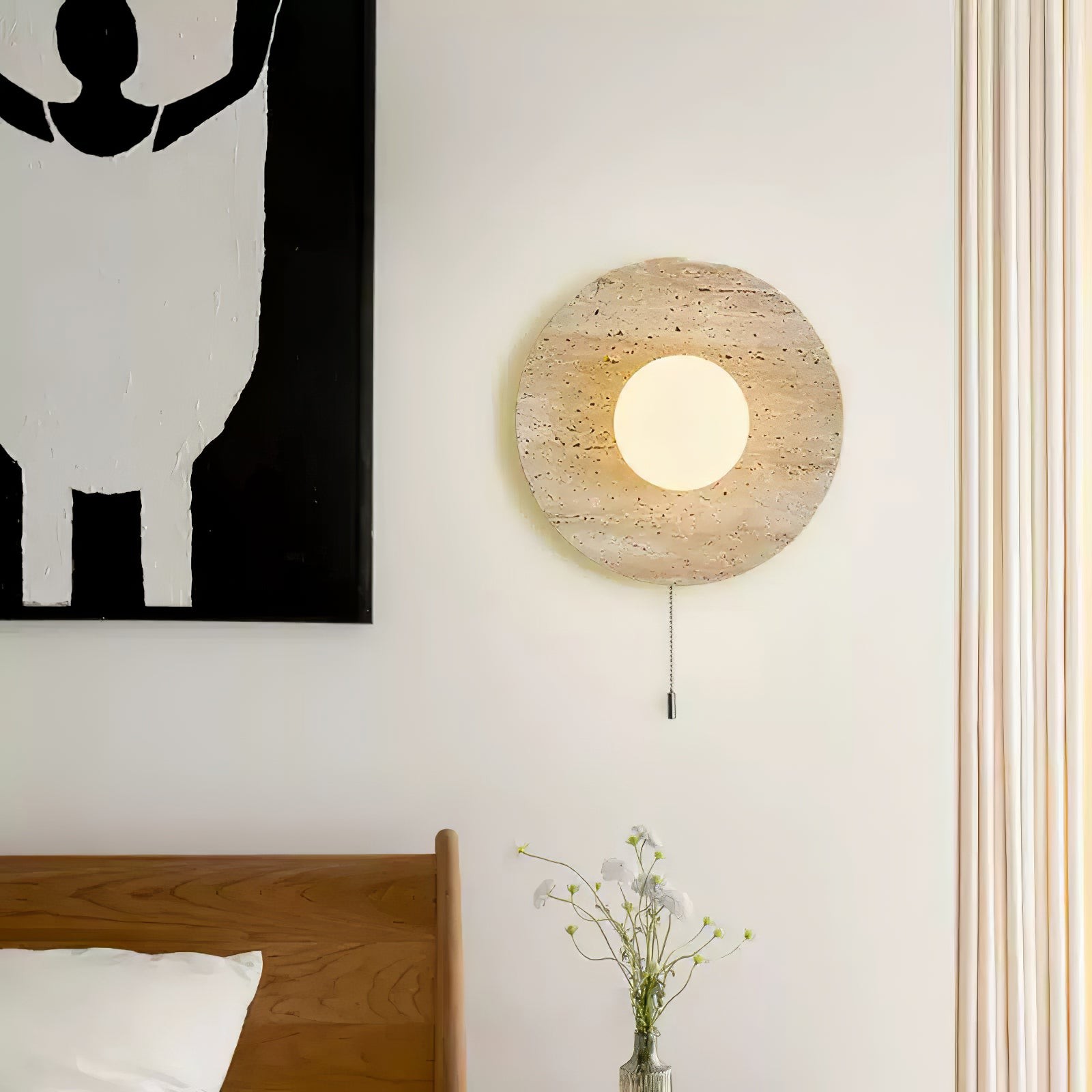 Retro Wabi Sabi Travertine Lunar Eclipse Wall Light K878