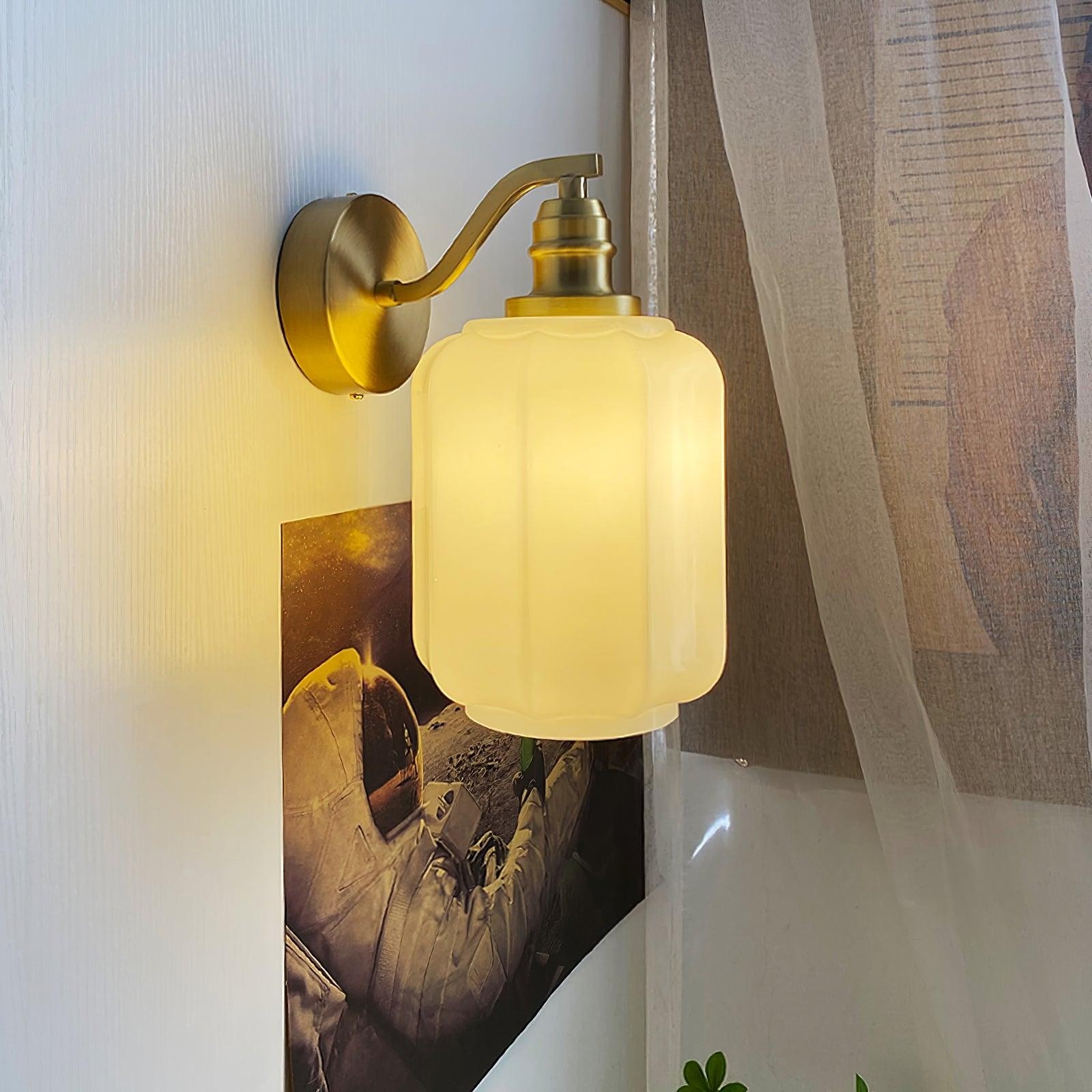 Retro Brass and Glass Wall Lamp K422