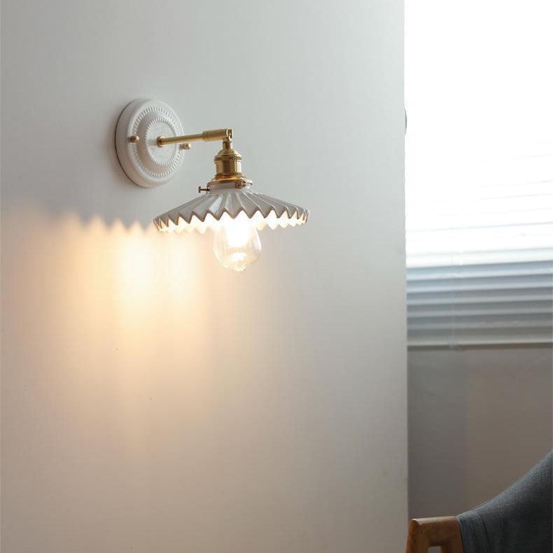 Vintage Japanese Ceramic Brass 1-Light Wall Sconce Lamp K1284