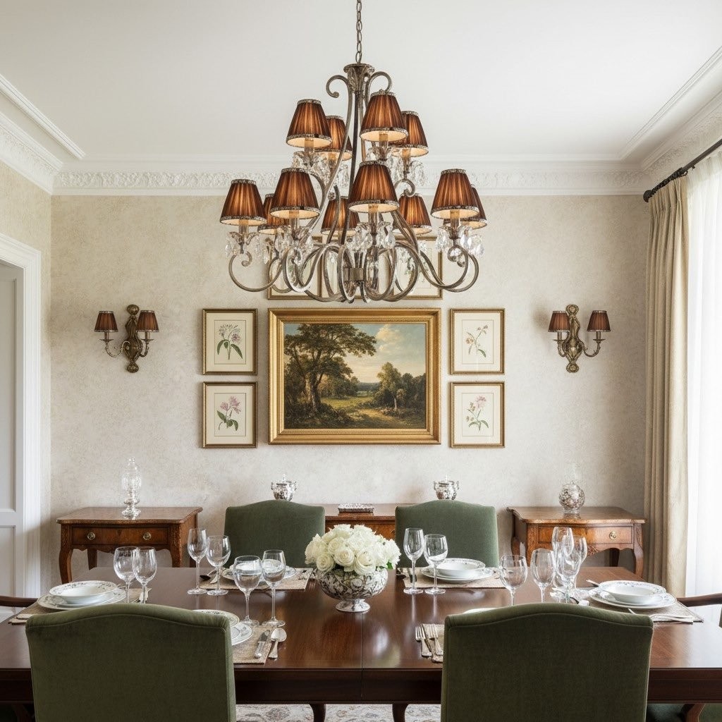 Talonis Multi-light Fabric Chandelier - Elegant Metal Curved Arms for Dining and Living K1900