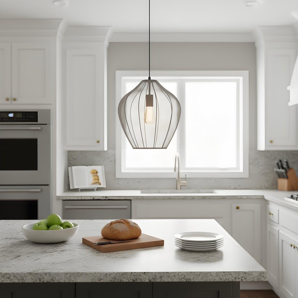 Lumifil Modern Mesh Pendant Light - Hanging Fabric Lghts are Suitable for Dining Rooms or Kitchen Islands K1752