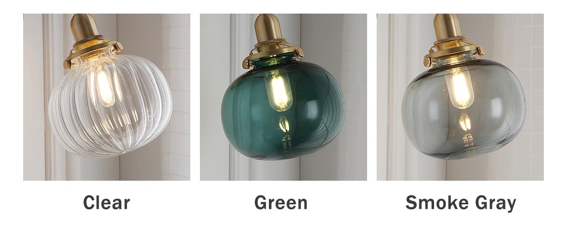 Japanese Style Vintage Brass Glass Wall Lamp K635
