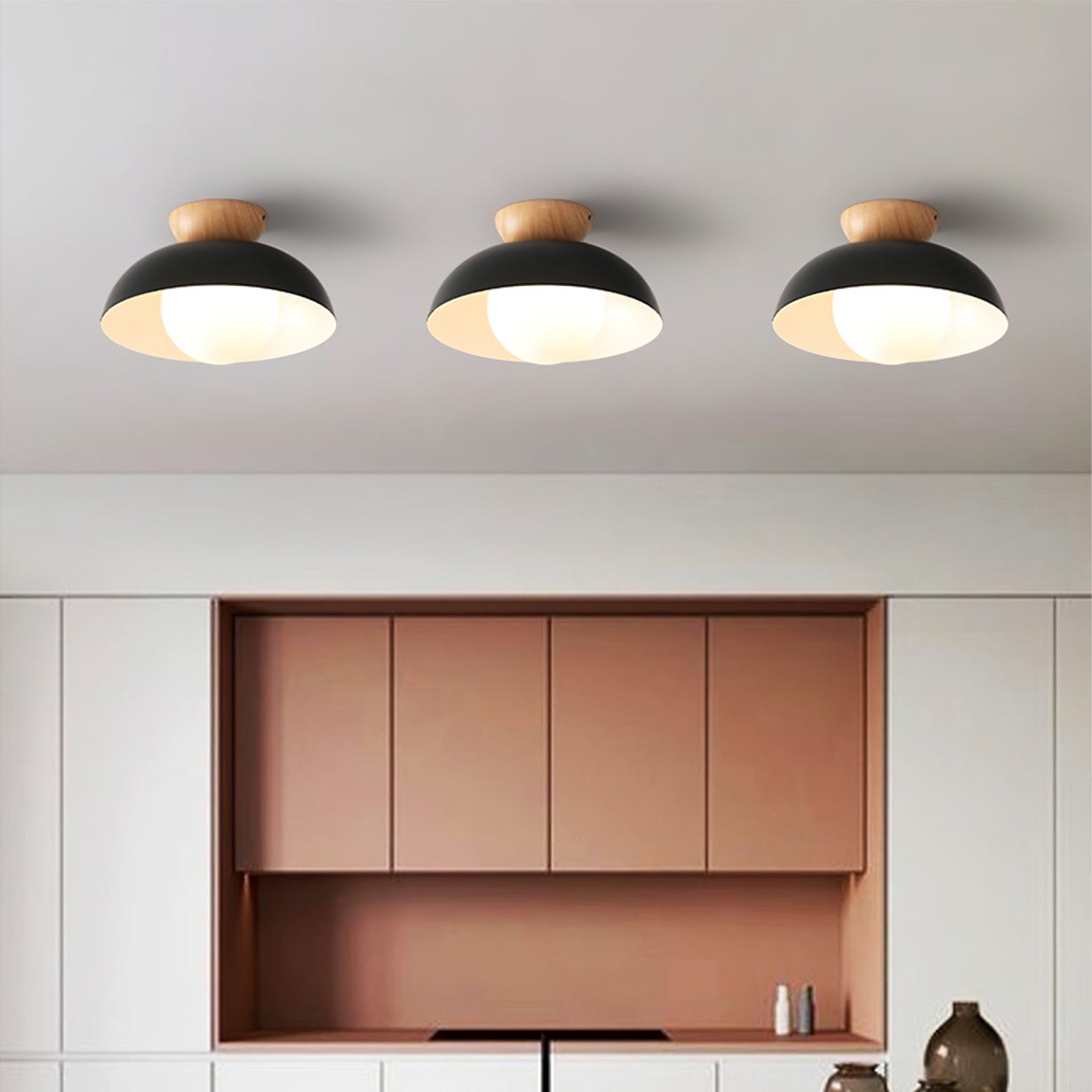 Scandinavian Iron Bowl Energy Efficient Ceiling Light K143