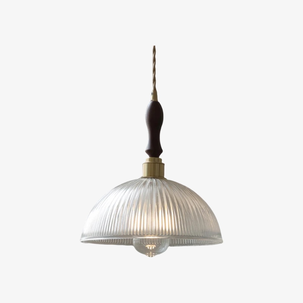Ribilux Ribbed Pendant Light - Vintage Glass and Metal for Kitchen and Dining Room K2280