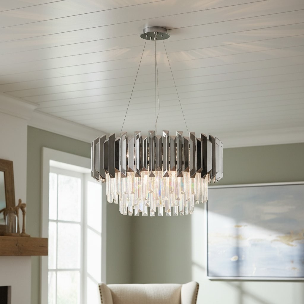 Virelia Contemporary Crystal Pendant Light - Layered Crystal Shade Chandelier K1802