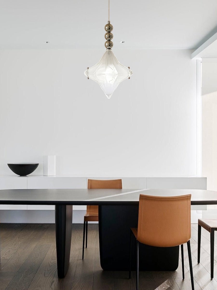 Art Deco Astris Elara Star Pendant Light - Frosted Glass Pendant with Geometric Style K1583