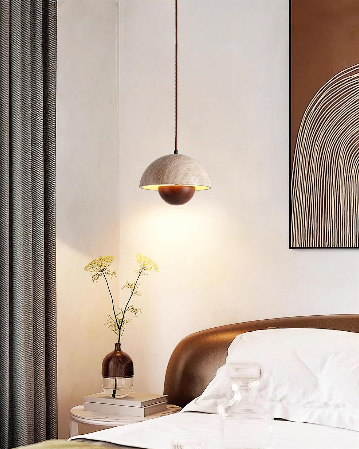 Natural Travertine Flower Bud Design Pendant Lamp K884