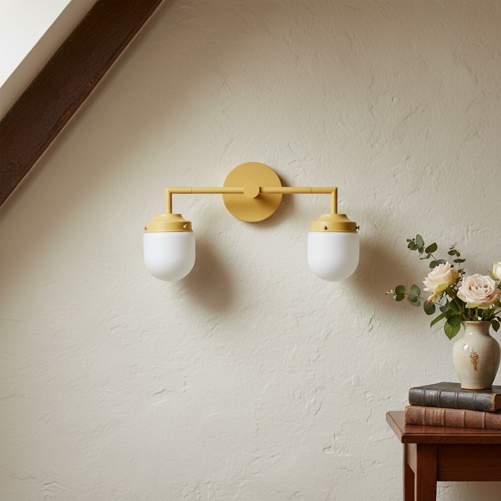 Opalume Double Glass Vanity Light - Retro Industrial Bathroom Wall Lamp K1424