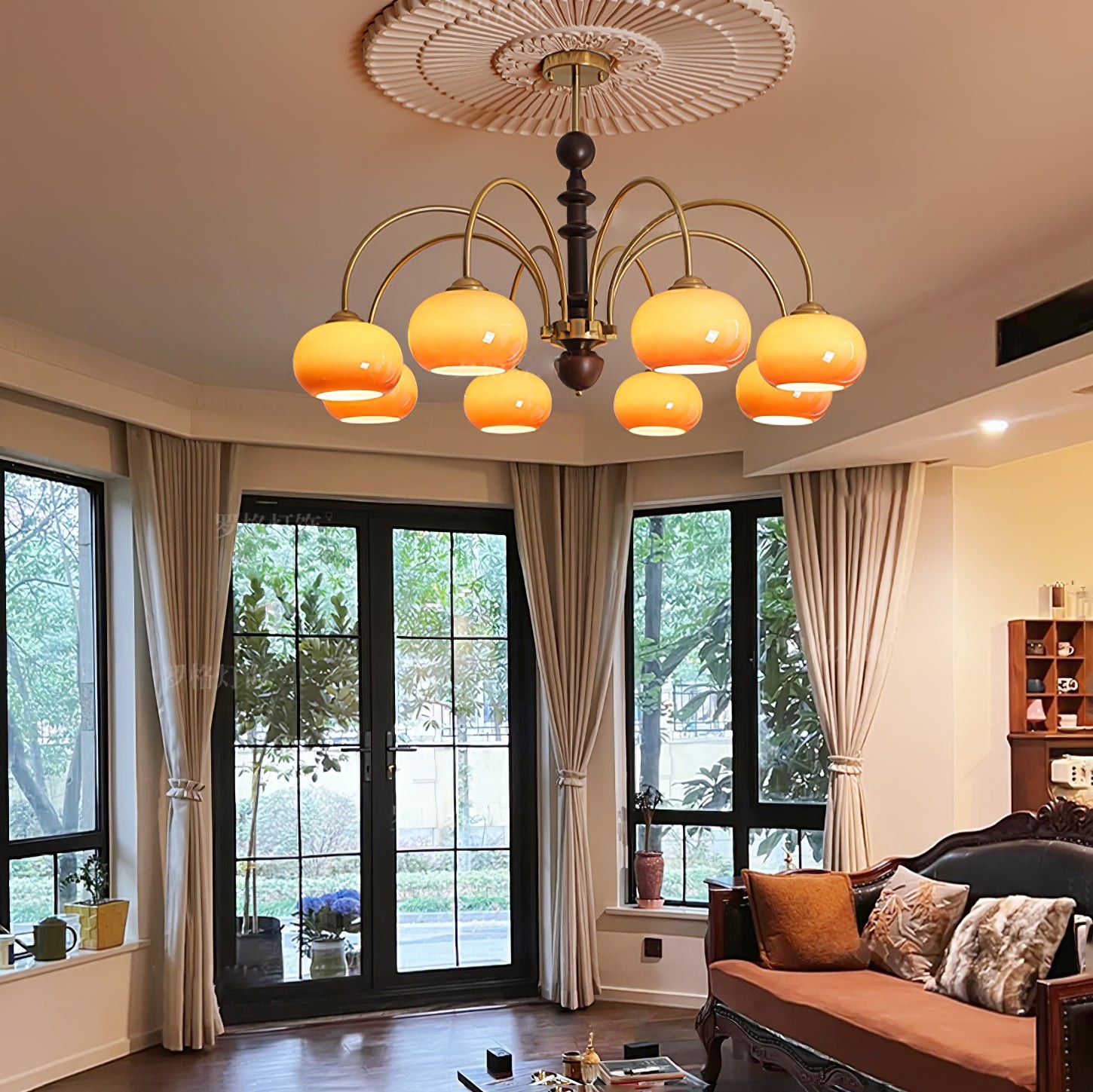 Vintage Bauhaus Persimmon Chandelier K632