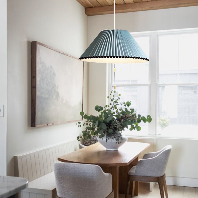 Retractable Pleated Pendant Light - Retro Paper Pendant Lamp for Dining Room K798