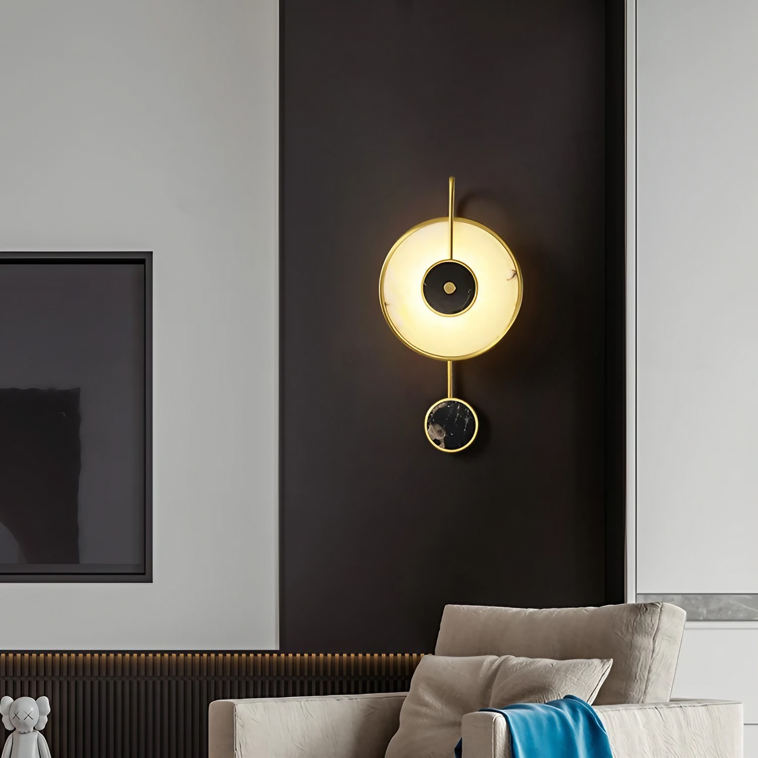 Modern Circle Marble Wall Sconce For Bedroom K808