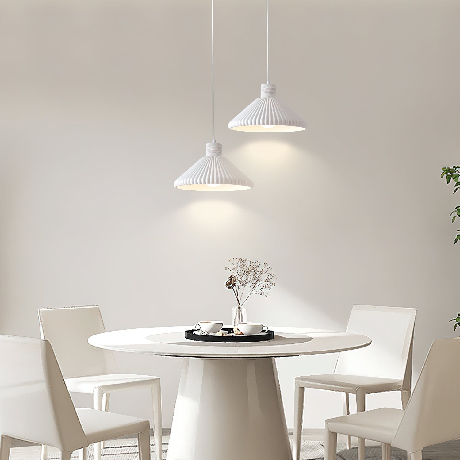 Cream Style Cone Striped Pendant Lamp K681