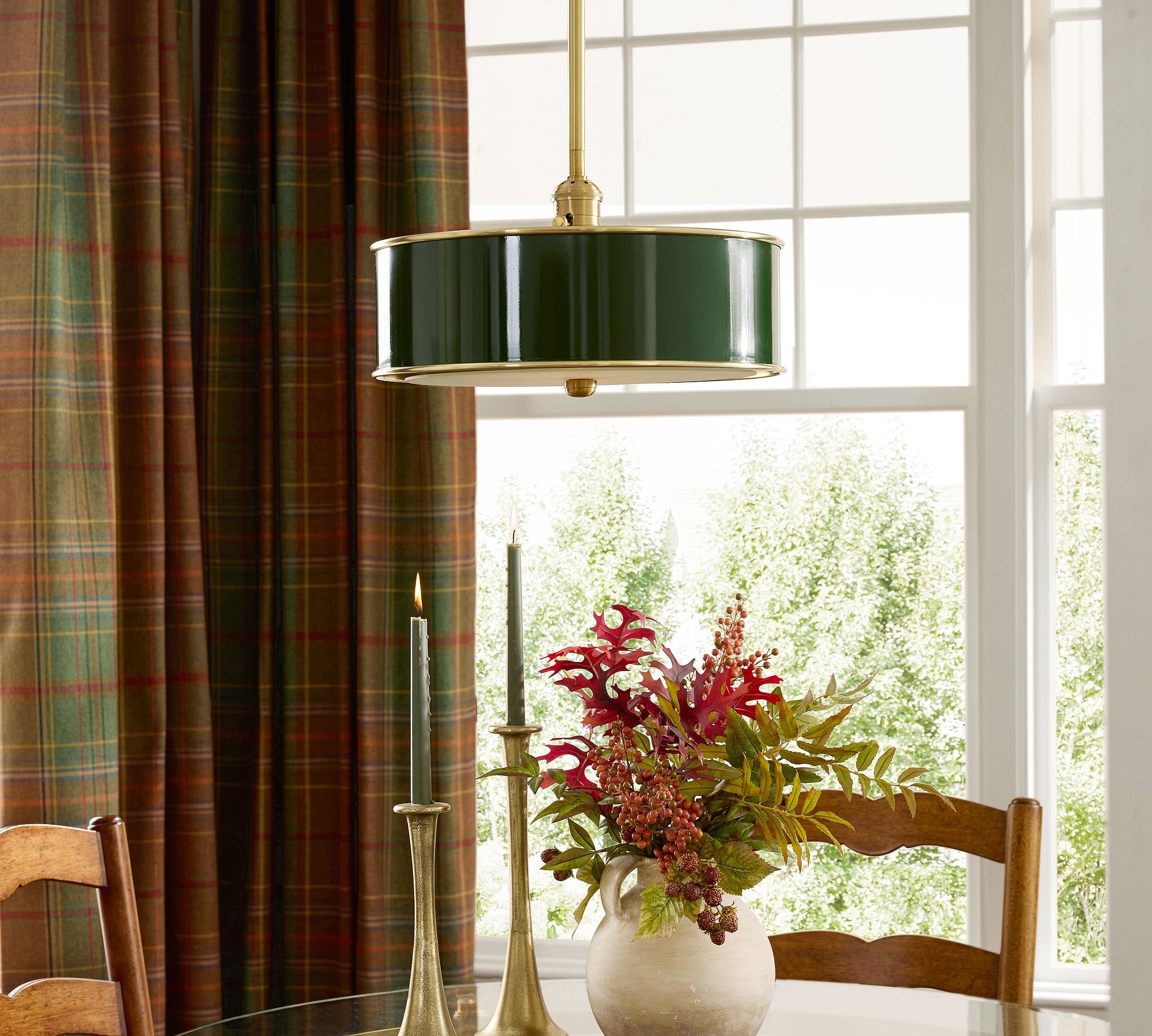 Forvara Metal Drum Pendant Light - Farmhouse Style Kitchen Island Lighting K1361