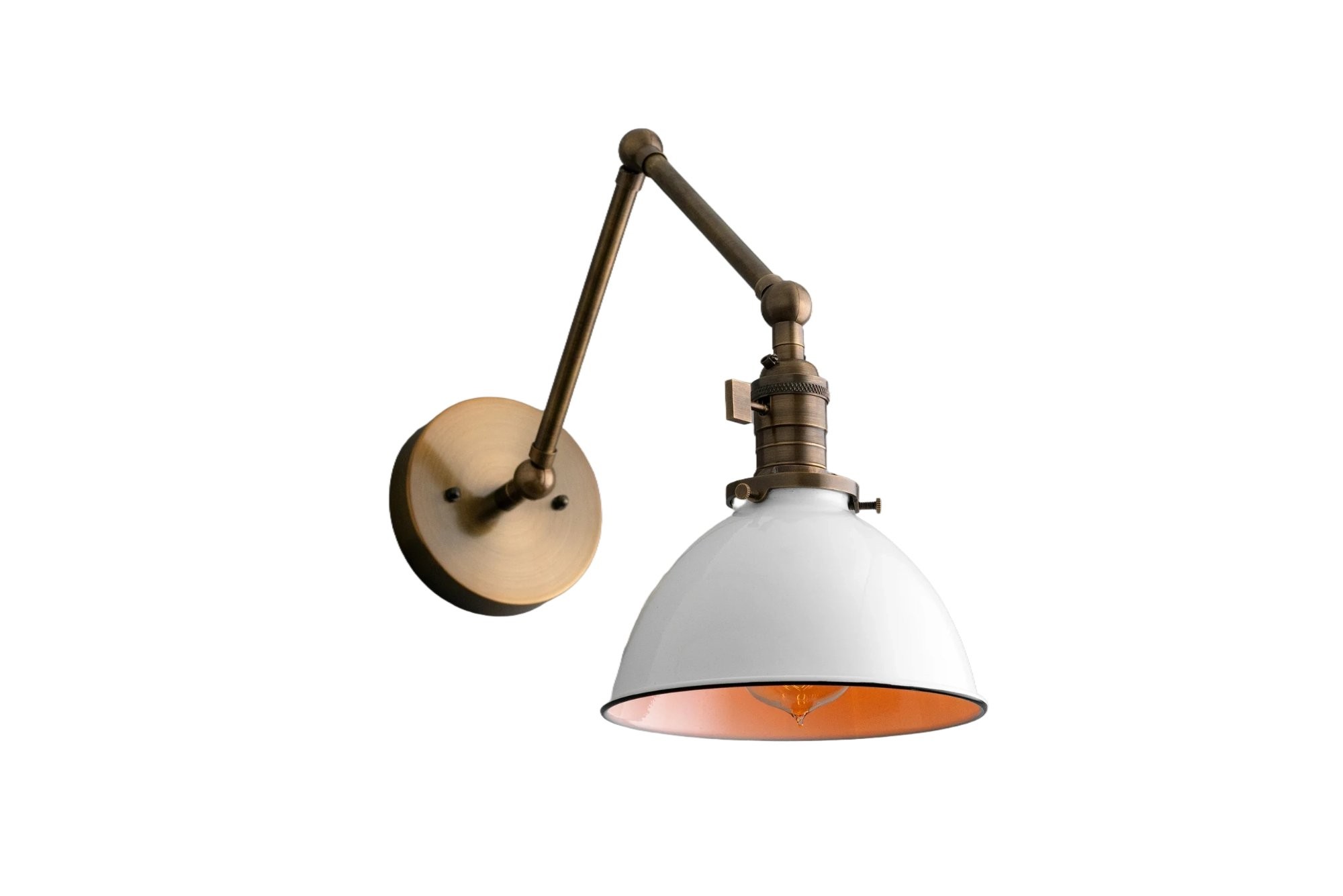 Conique Metal Vintage Industrial Swing Arm Wall Lamp - Adjustable Dome Shade for Study K1467