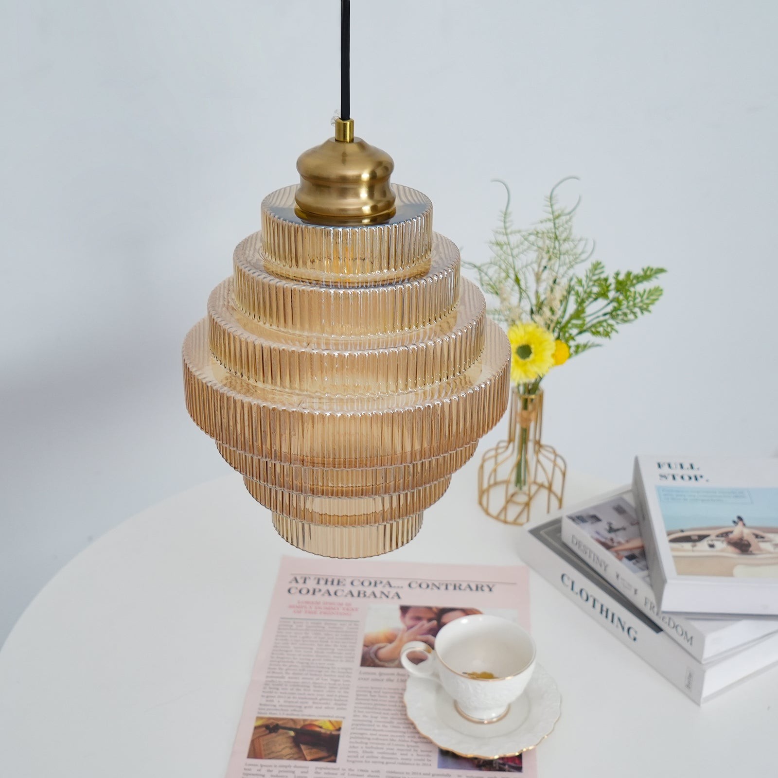 Bottis Minimalist Glass Pendant Lamp - Stylish Layered Hanging Light for Dining Table K469