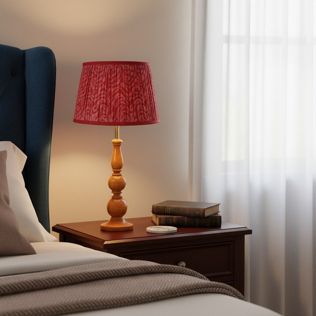 Grainora Wooden Base Fabric Shade Table Lamp - Modern Style for Living Room and Bedroom K2145