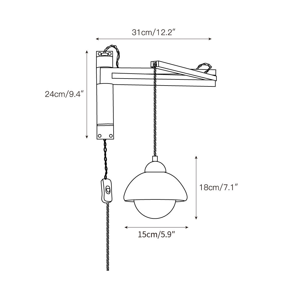 Tia Travertine Swing Arm Plug-in Sconce D685